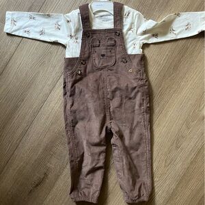 NWT Carter's Brown Corduroy Overalls with Cream Onesie